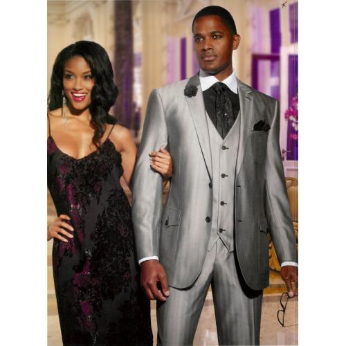 Tayion Collection "Grand River" Grey 3 Piece Wool Suit 038